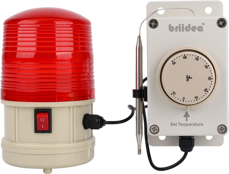 briidea Low Temperature Warning Light, Magnetic Base Design, Adjustable -10°F to 70°F Setting, Flashing Alert Activates Automatically Below Threshold for Unattended Protection - Image 1